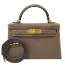 エルメス HERMES ミニケリー2 B刻 エトゥープ ゴールド金具 エプソン レディース ショルダーバッグ【中古】
