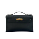 エルメス HERMES ポシェットケリー W刻 ブラック GD金具 スイフト レディース ハンドバッグ【中古】