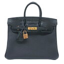 エルメス HERMES バーキン25 タッチ B刻 ブラック PG金具 トゴ/アリゲーターマット レディース ハンドバッグ【中古】