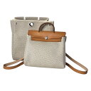 エルメス HERMES エールバッグアドPM □H刻 エクリュ・ナチュラル シルバー金具 トワル/レザー レディース リュック・デイパック【中古】