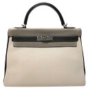 エルメス HERMES ケリー32 □F刻印 (2002年製) トゥルティエールグレー/グレークレア フィヨルド レディース ショルダーバッグ【中古】