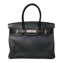エルメス HERMES バーキン30 □L刻(2008年製) ブラック シルバー金具 フィヨルド レディース ハンドバッグ【中古】