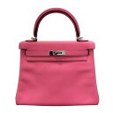 エルメス HERMES ケリー25 内縫い A刻印 ローズアザレ×シルバー金具 スイフト レディース ショルダーバッグ【中古】