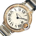 カルティエ Cartier バロンブルー ドゥ カルティエ WE902079 ホワイト PG/SS レディース 腕時計【中古】