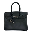 エルメス HERMES バーキン30 □N刻 ブラック シルバー金具 エプソン レディース ハンドバッグ【中古】