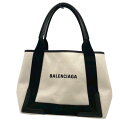 バレンシアガ BALENCIAGA ネイビーカバスS 339933 アイボリー・ブラック キャンバス レディース ハンドバッグ【中古】