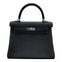 エルメス HERMES ケリー25 内縫い B刻 ブラック×シルバー金具 トゴ レディース ハンドバッグ【中古】