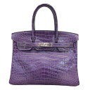 エルメス HERMES バーキン30 □N刻印 アメジスト×シルバー金具 ニロティカスマット レディース ハンドバッグ【中古】