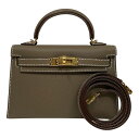 エルメス HERMES ミニケリー2 W刻 エトゥープ ゴールド金具 ヴォーエプソン レディース ショルダーバッグ【中古】