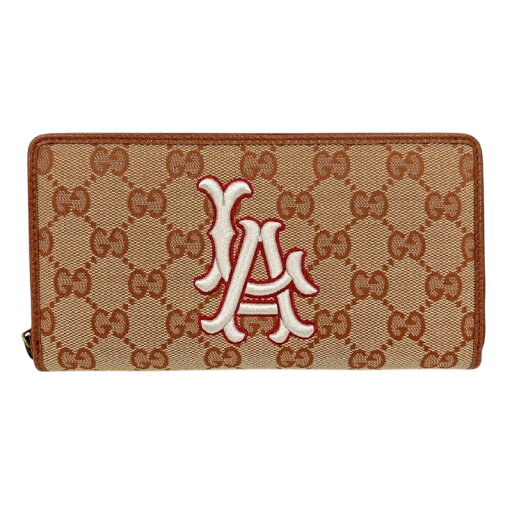 グッチ GUCCI ラウンドジップ長財布 ヤンキースコラボ 547791 ブラウン ゴールド金具 キャンバス ユニセックス 長財布【中古】 グッチ GUCCI ラウンドジップ長財布 ヤンキースコラボ 547791 ブラウン ゴールド金具 キャンバス ユニセックス 長財布【中古】