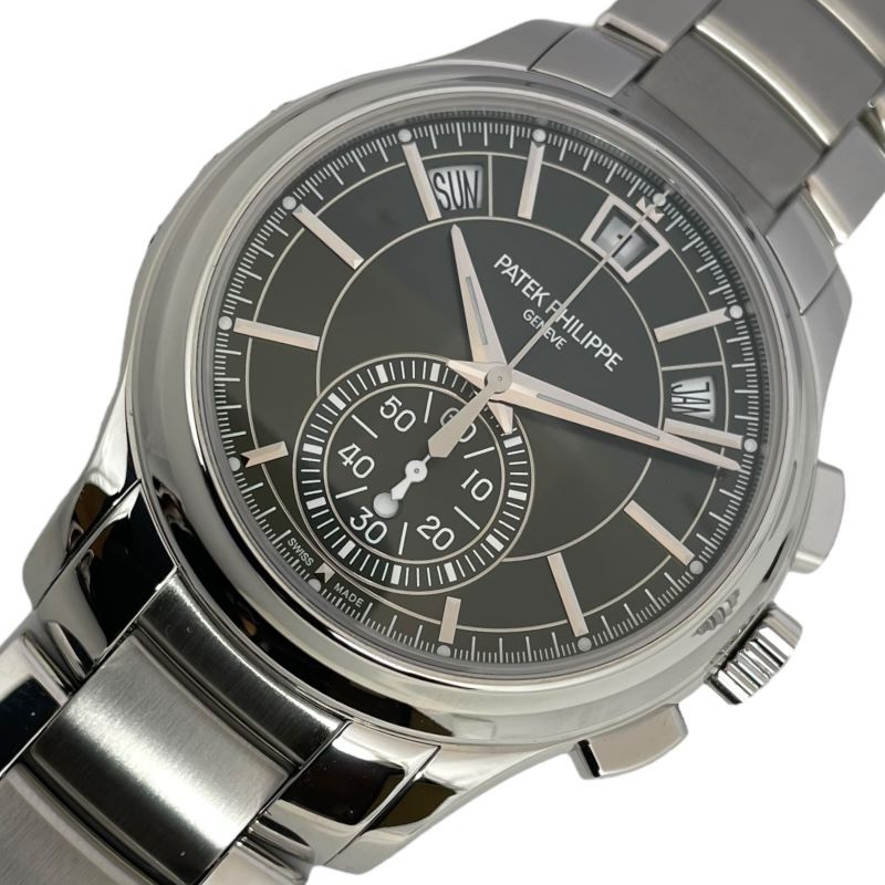 パテック・フィリップ PATEK PHILIPPE コンプリケーション アニュアルカレンダー フライバック クロノグラフ 5905/1A-001 オリーブグリーン・ソレイユ SS 自動巻き メンズ 腕時計【中古】
