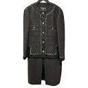 シャネル CHANEL ツイードコート P73113 ブラック レーヨン レディース ミリタリーコート【中古】