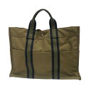 エルメス HERMES フールトゥトートMM カーキ/ネイビー トワル レディース ハンドバッグ【中古】(4)