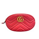 グッチ GUCCI GGマーモント ウエストバッグ 476434 レッド レザー レディース ウエストバッグ【中古】