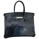 エルメス HERMES バーキン35 □H刻 ブラック SV金具 ポロサス ユニセックス ハンドバッグ【中古】