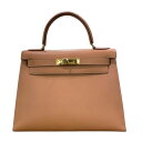 エルメス HERMES ケリー28 外縫い 〇V刻印 ナチュラル×ゴールド金具 クシュベル レディース ショルダーバッグ【中古】