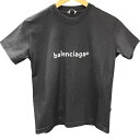 バレンシアガ BALENCIAGA ロゴプリントTシャツ 612964 ブラック コットン レディース 半袖Tシャツ【中古】(4)