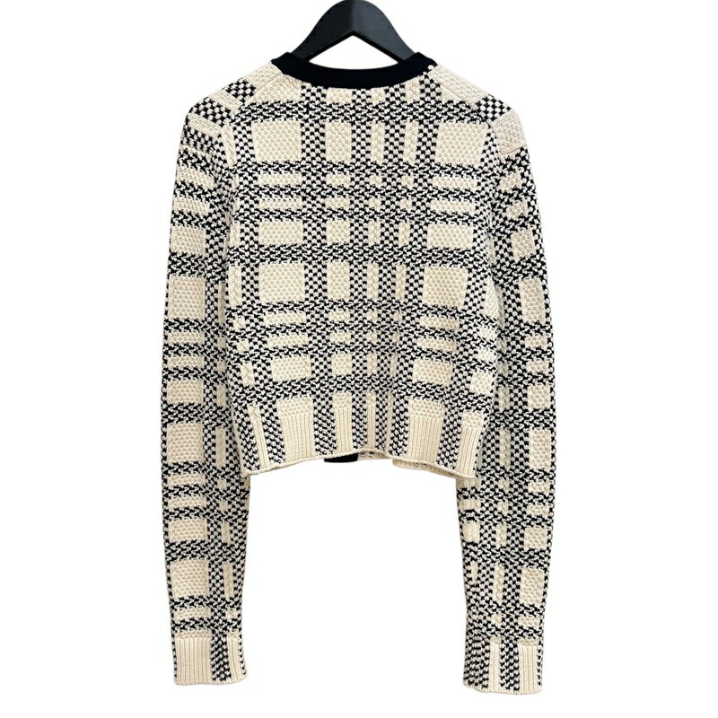 ルイ・ヴィトン LOUIS VUITTON ツイードニットカーディガン FMKC08 M ホワイト×ブラック コットン/ウール レディース カーディガン【中古】