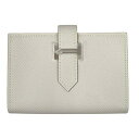 エルメス HERMES べアンミニ B刻 ニューグリペール シルバー金具 ヴォーエプソン レディース 二つ折り財布【中古】