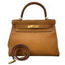 エルメス HERMES ケリー28 外縫い A刻印 ゴールド×ゴールド金具 トゴ レディース ショルダーバッグ【中古】
