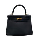 エルメス HERMES ケリー25 W刻印 ブラック×ゴールド金具 スイフト レディース ハンドバッグ【中古】