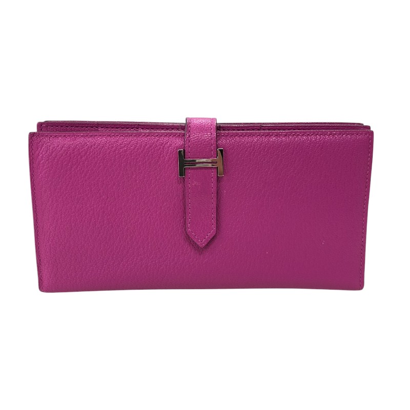 エルメス HERMES ベアンスフレ B刻 ローズパープル シルバー金具 シェーブル レディース 長財布【中古】