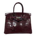 エルメス HERMES バーキン30 □M刻 ブルゴーニュ シルバー金具 ニロティカスリセ レディース ハンドバッグ【中古】