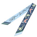 エルメス HERMES ツイリー GUEPARDS BANDANA ブルー シルク レディース スカーフ【中古】(4)