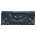 バレンシアガ BALENCIAGA クラッチバッグ 433435 ネイビー ゴールド金具 レザー メンズ クラッチバッグ【中古】