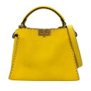 フェンディ FENDI セレリア ピーカブー アイコニック エッセンシャリー 8BN302 イエロー ホワイト×ピンク ゴールド金具 カーフレザー レディース ショルダーバッグ【中古】