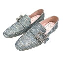ロジェ ヴィヴィエ ROGER VIVIER ストラスバックルツイードローファー ブルー レディース その他靴【中古】