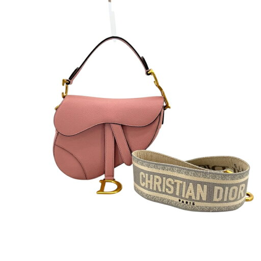 クリスチャン・ディオール Christian Dior サドルバッグ ミニ ピンク カーフレザー レディース ショルダーバッグ【中古】 クリスチャン・ディオール Christian Dior サドルバッグ ミニ ピンク カーフレザー レディース ショルダーバッグ【中古】