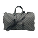 ルイ・ヴィトン LOUIS VUITTON キーポル・バンドリエール45 N41418 ブラック ダミエ・グラフィット メンズ ボストンバッグ【中古】(4)