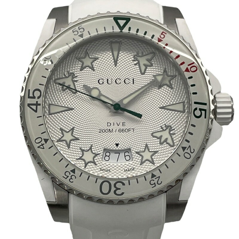 グッチ GUCCI ダイブ 40mm YA136337 ホワイト SS クオーツ メンズ 腕時計【中古】