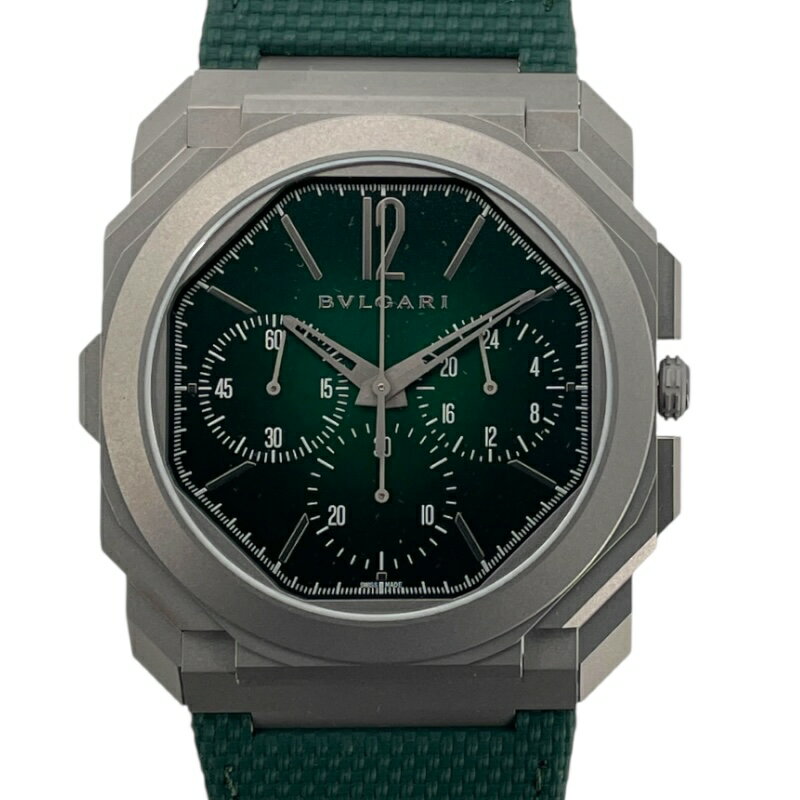 ブルガリ BVLGARI オクト フィニッシモ クロノグラフ GMT 103890 グリーン チタン メンズ 腕時計【中古】
