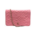 シャネル CHANEL カメリア チェーンウォレット A82336 ピンク GD金具 キャビアスキン レディース ショルダーバッグ【中古】