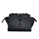 サンローラン SAINT LAURENT トイカバス 452322 ブラック 型押しレザー レディース ショルダーバッグ【中古】
