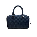 【★最大40,000円OFFクーポン配布中!9/26まで】グッチ GUCCI マイクログッチシマ スモールボストンバッグ ネイビー マイクログッチシマレザー レディース ボストンバッグ【中古】