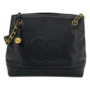 シャネル CHANEL ココマーク チェーンショルダー 2番台 ブラック GD金具 キャビアスキン レディース ショルダーバッグ【中古】