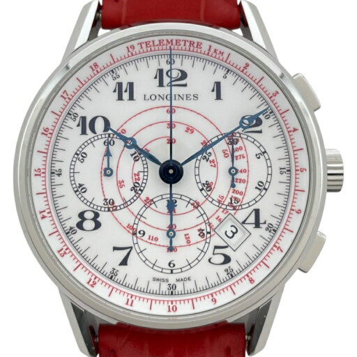 ロンジン LONGINES ヘリテージ テレメーター クロノグラフ L2.780.4.18.2 ホワイト SS/革ベルト(社外品) 自動巻き メンズ 腕時計【中古】 ロンジン LONGINES ヘリテージ テレメーター クロノグラフ L2.780.4.18.2 ホワイト SS/革ベルト(社外品) 自動巻き メンズ 腕時計【中古】