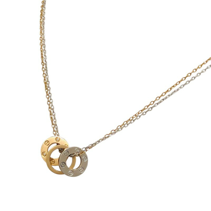 カルティエ Cartier ラブスリーフープネックレス ホワイトゴールド/ピンクゴールド Au750 ジュエリー【中古】