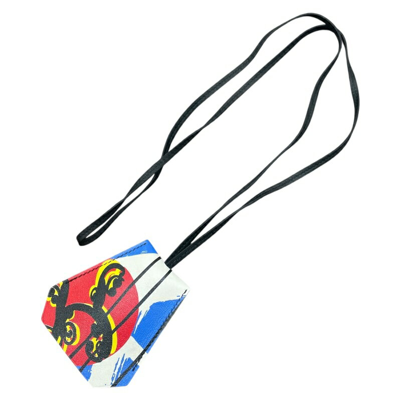 エルメス HERMES クロシェット ロングネックレス スケート シエル・ルージュドゥクール・ホワイト/シルバー金具 バレニア アクセサリー【中古】