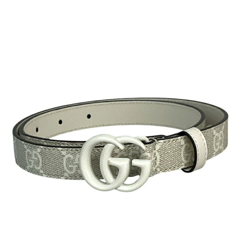 グッチ GUCCI GGマーモントベルト 70cm 409417 ホワイト GGスプリーム レディース ベルト【中古】