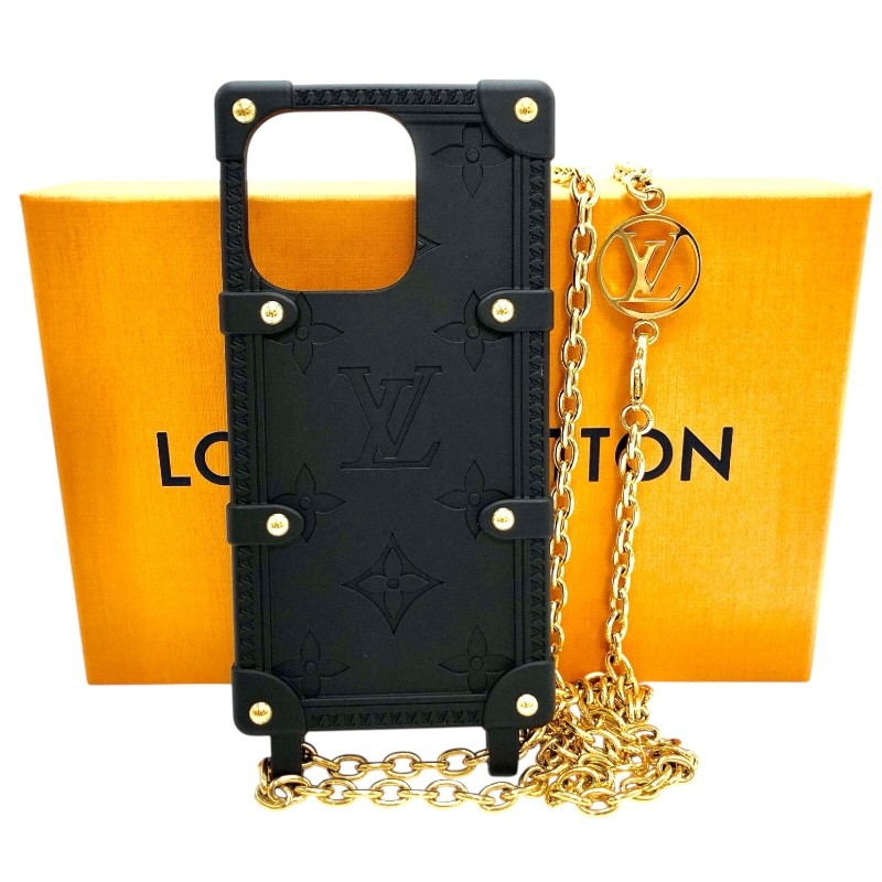 ルイ・ヴィトン LOUIS VUITTON リ・トランク iPhone14Pro M81997 ブラック×GD金具 R-TPU/メタル レディース その他小物【中古】