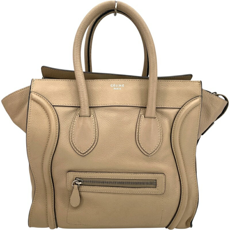 セリーヌ CELINE ラゲージミニショッパー 165213 ベージュ カーフ レディース トートバッグ【中古】