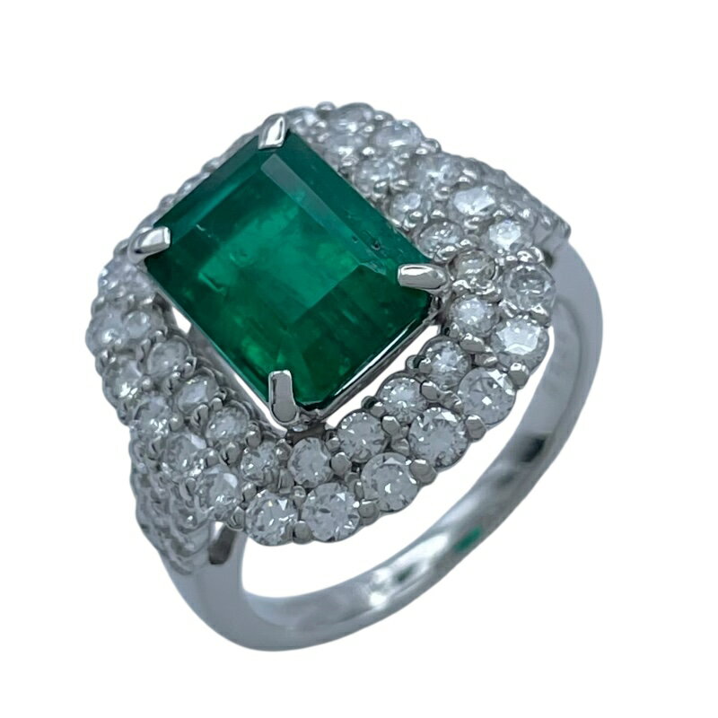 【中古】Pt900エメラルド/ダイ...