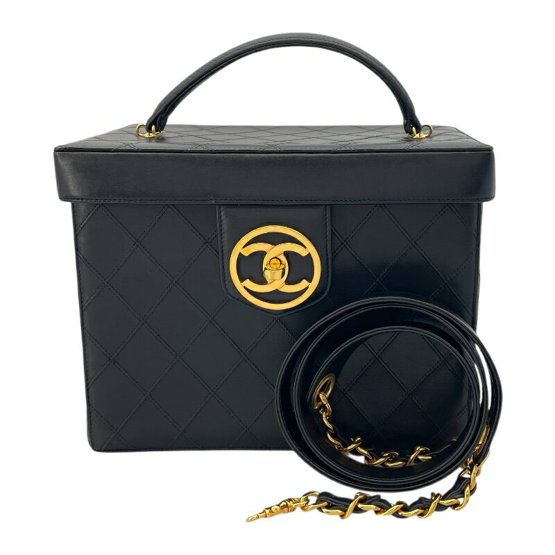 シャネル CHANEL ビコローレ バニティ 31番台 ブラック GD金具 カーフスキン レディース ポーチ【中古】