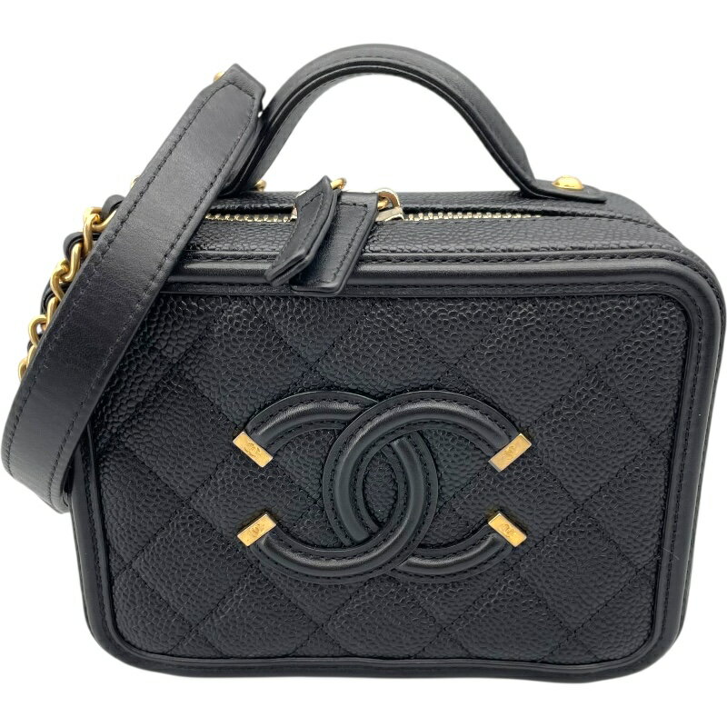 シャネル CHANEL CCフィリグリースモールバニティバッグ A93342 ブラック キャビスキン レディース ショルダーバッグ【中古】