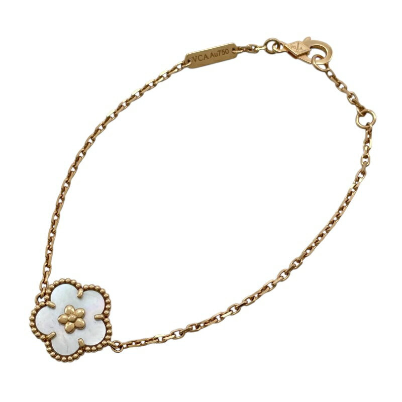 ヴァンクリーフ＆アーペル Van Cleef & Arpels ラッキースプリングプラムブロッサムブレス ピンクゴールド Au750 マザー オブ パール ジュエリー【中古】