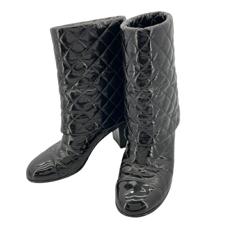 シャネル CHANEL ココマークキルティングブーツ G33209 ブラック レザー レディース ブーツ【中古】